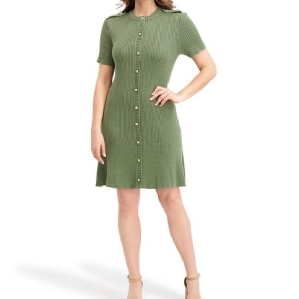 French Connection Women's Mini Sweater Dress Olive